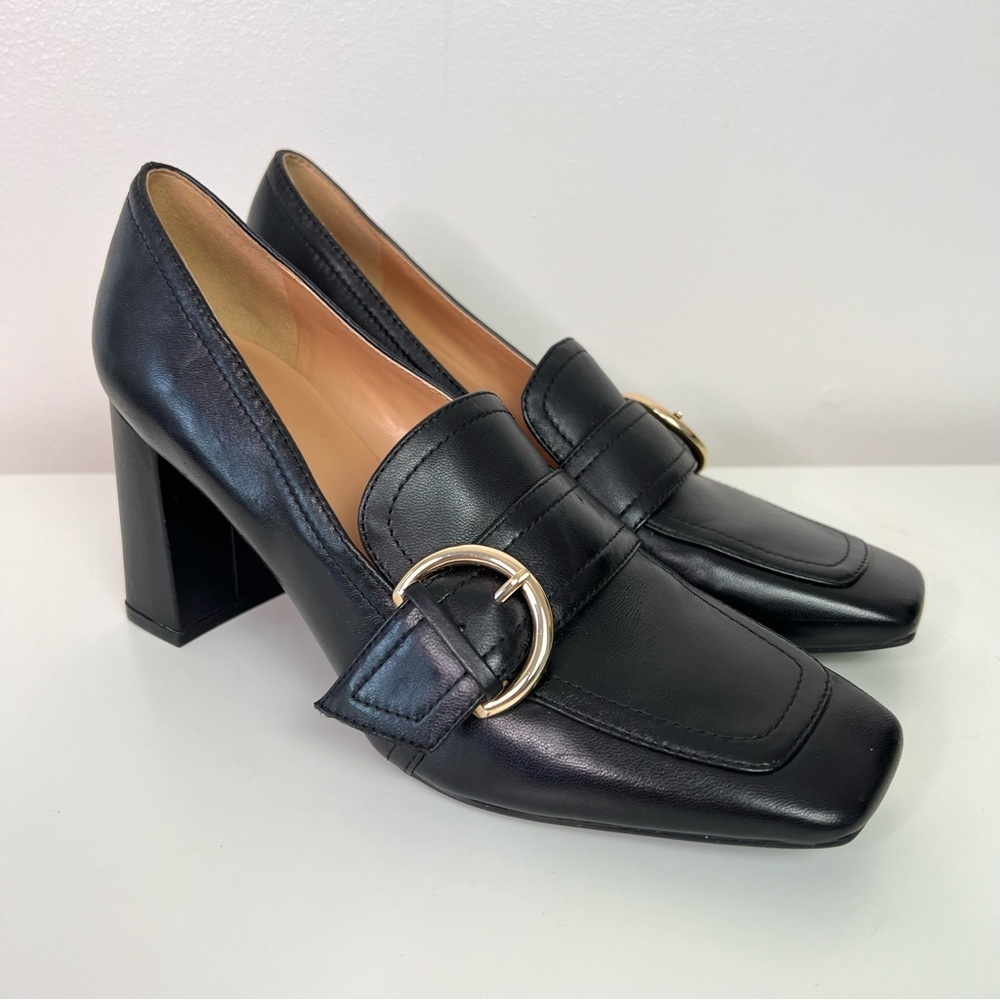 Marc Fisher Oralin Black Loafer Block Heel Pumps